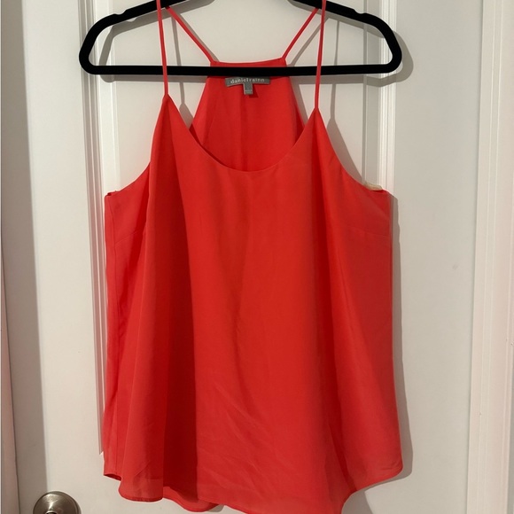 Daniel Rainn Silk Deep Coral Relaxed Camisole Top with Lining, Size Large - Picture 1 of 6